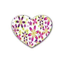 Star Flower Purple Pink Heart Coaster (4 Pack)  by Mariart