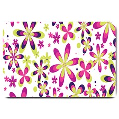 Star Flower Purple Pink Large Doormat  by Mariart