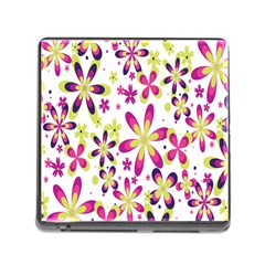 Star Flower Purple Pink Memory Card Reader (square) by Mariart