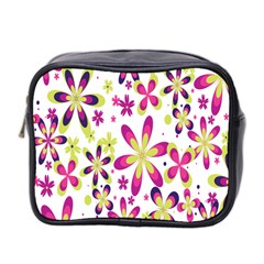 Star Flower Purple Pink Mini Toiletries Bag 2-side by Mariart