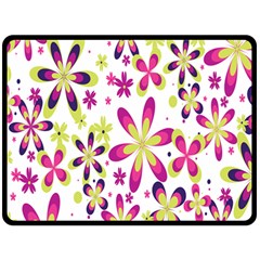 Star Flower Purple Pink Fleece Blanket (large)  by Mariart