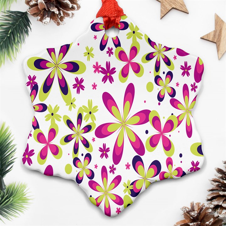 Star Flower Purple Pink Ornament (Snowflake)