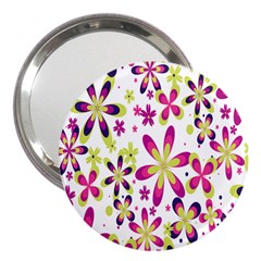 Star Flower Purple Pink 3  Handbag Mirrors by Mariart