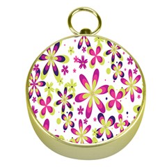 Star Flower Purple Pink Gold Compasses by Mariart