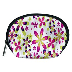 Star Flower Purple Pink Accessory Pouches (medium)  by Mariart