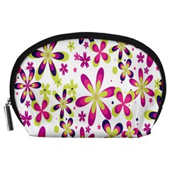 Star Flower Purple Pink Accessory Pouches (large)  by Mariart