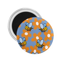 Wasp Bee Honey Flower Floral Star Orange Yellow Gray 2 25  Magnets by Mariart