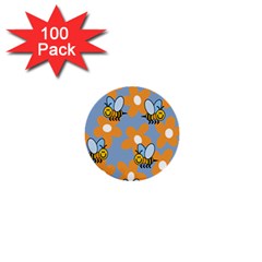 Wasp Bee Honey Flower Floral Star Orange Yellow Gray 1  Mini Buttons (100 Pack) 