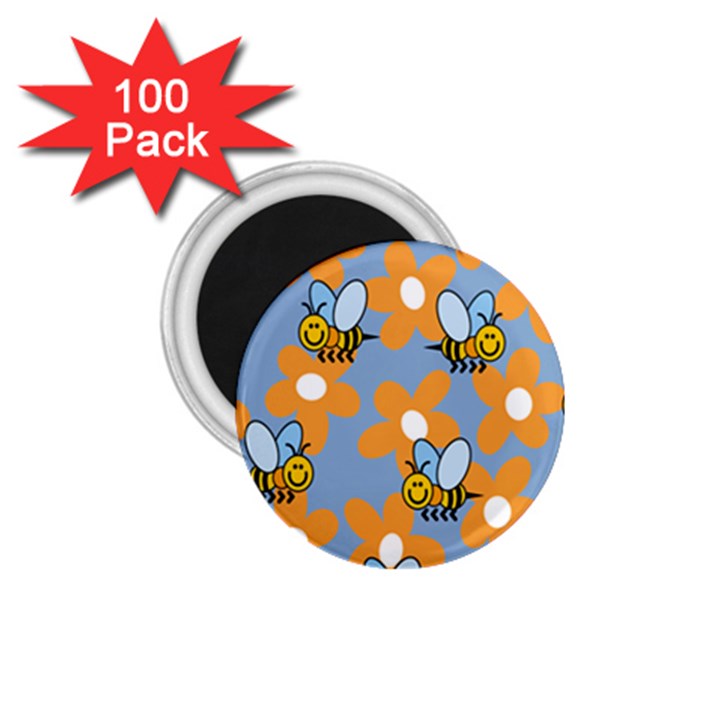 Wasp Bee Honey Flower Floral Star Orange Yellow Gray 1.75  Magnets (100 pack) 