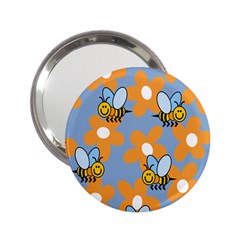 Wasp Bee Honey Flower Floral Star Orange Yellow Gray 2 25  Handbag Mirrors by Mariart