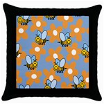 Wasp Bee Honey Flower Floral Star Orange Yellow Gray Throw Pillow Case (Black) Front