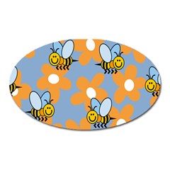 Wasp Bee Honey Flower Floral Star Orange Yellow Gray Oval Magnet by Mariart