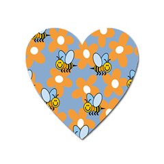 Wasp Bee Honey Flower Floral Star Orange Yellow Gray Heart Magnet by Mariart