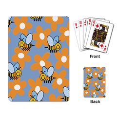 Wasp Bee Honey Flower Floral Star Orange Yellow Gray Playing Card by Mariart