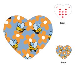 Wasp Bee Honey Flower Floral Star Orange Yellow Gray Playing Cards (heart)  by Mariart