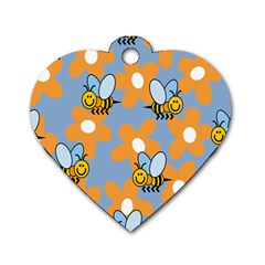 Wasp Bee Honey Flower Floral Star Orange Yellow Gray Dog Tag Heart (two Sides) by Mariart