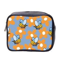 Wasp Bee Honey Flower Floral Star Orange Yellow Gray Mini Toiletries Bag 2-side by Mariart