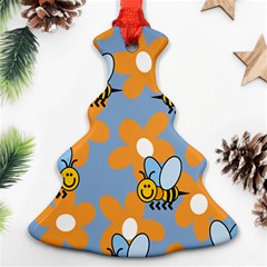 Wasp Bee Honey Flower Floral Star Orange Yellow Gray Ornament (christmas Tree)  by Mariart