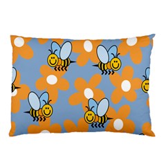 Wasp Bee Honey Flower Floral Star Orange Yellow Gray Pillow Case (two Sides) by Mariart