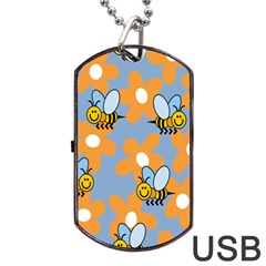 Wasp Bee Honey Flower Floral Star Orange Yellow Gray Dog Tag Usb Flash (two Sides) by Mariart