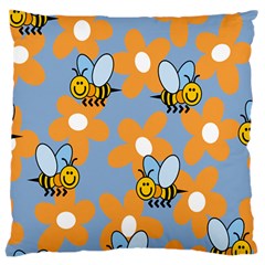 Wasp Bee Honey Flower Floral Star Orange Yellow Gray Large Cushion Case (one Side) by Mariart