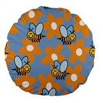 Wasp Bee Honey Flower Floral Star Orange Yellow Gray Large 18  Premium Round Cushions Front