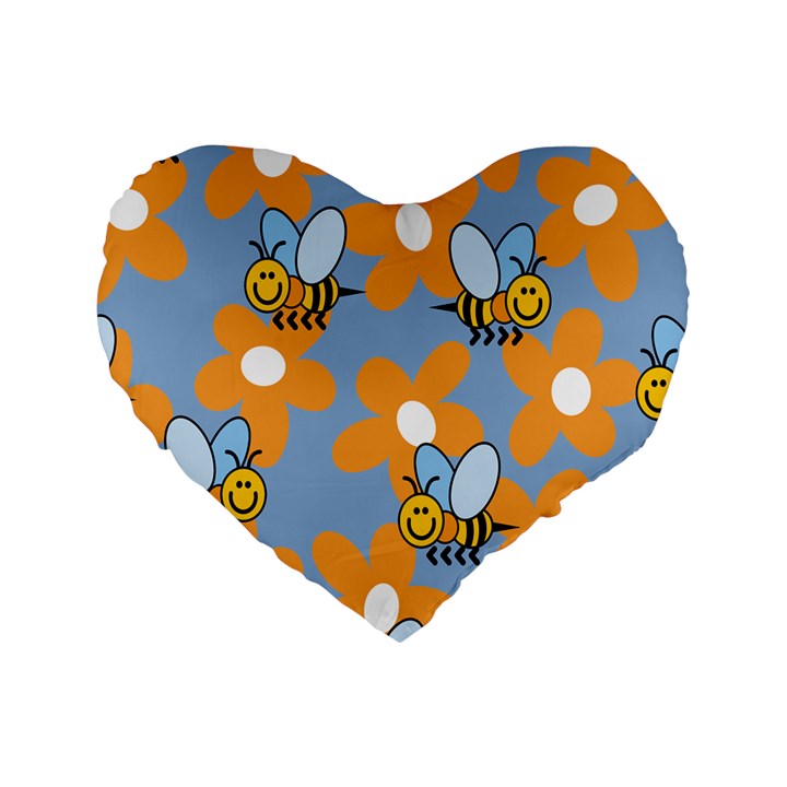 Wasp Bee Honey Flower Floral Star Orange Yellow Gray Standard 16  Premium Heart Shape Cushions