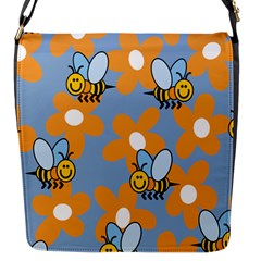 Wasp Bee Honey Flower Floral Star Orange Yellow Gray Flap Messenger Bag (s) by Mariart