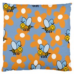 Wasp Bee Honey Flower Floral Star Orange Yellow Gray Large Flano Cushion Case (two Sides) by Mariart