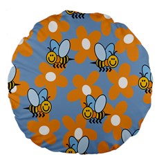 Wasp Bee Honey Flower Floral Star Orange Yellow Gray Large 18  Premium Flano Round Cushions by Mariart