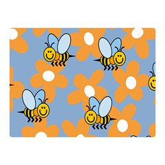 Wasp Bee Honey Flower Floral Star Orange Yellow Gray Double Sided Flano Blanket (mini)  by Mariart