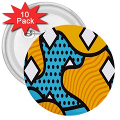 Wave Chevron Orange Blue Circle Plaid Polka Dot 3  Buttons (10 Pack)  by Mariart