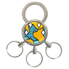 Wave Chevron Orange Blue Circle Plaid Polka Dot 3-ring Key Chains by Mariart