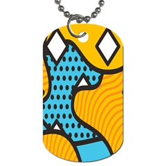 Wave Chevron Orange Blue Circle Plaid Polka Dot Dog Tag (one Side)