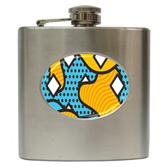 Wave Chevron Orange Blue Circle Plaid Polka Dot Hip Flask (6 Oz) by Mariart