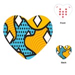 Wave Chevron Orange Blue Circle Plaid Polka Dot Playing Cards (Heart)  Front