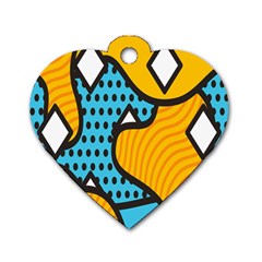 Wave Chevron Orange Blue Circle Plaid Polka Dot Dog Tag Heart (one Side) by Mariart