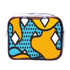 Wave Chevron Orange Blue Circle Plaid Polka Dot Mini Toiletries Bags by Mariart