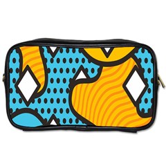 Wave Chevron Orange Blue Circle Plaid Polka Dot Toiletries Bags by Mariart