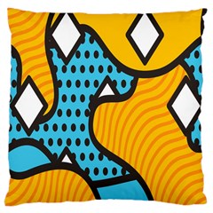 Wave Chevron Orange Blue Circle Plaid Polka Dot Large Cushion Case (one Side) by Mariart