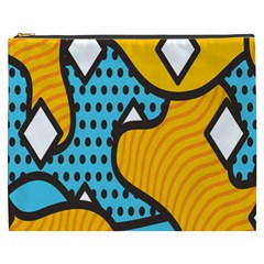 Wave Chevron Orange Blue Circle Plaid Polka Dot Cosmetic Bag (xxxl)  by Mariart