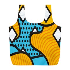 Wave Chevron Orange Blue Circle Plaid Polka Dot Full Print Recycle Bags (l)  by Mariart