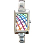 Webbing Line Color Rainbow Rectangle Italian Charm Watch Front