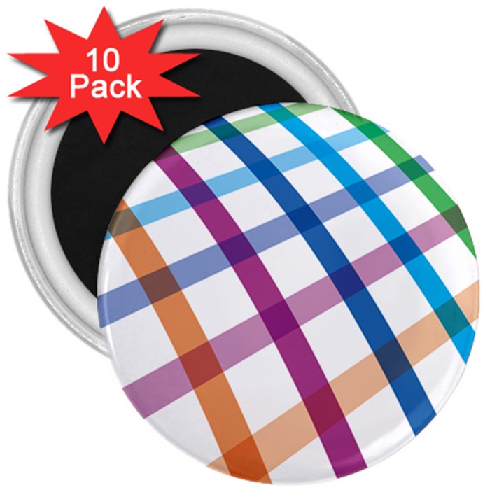 Webbing Line Color Rainbow 3  Magnets (10 pack) 