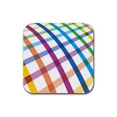 Webbing Line Color Rainbow Rubber Coaster (square) 