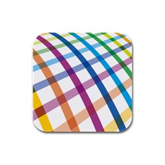 Webbing Line Color Rainbow Rubber Square Coaster (4 Pack) 