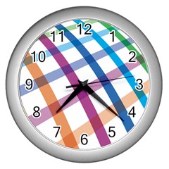 Webbing Line Color Rainbow Wall Clocks (silver)  by Mariart