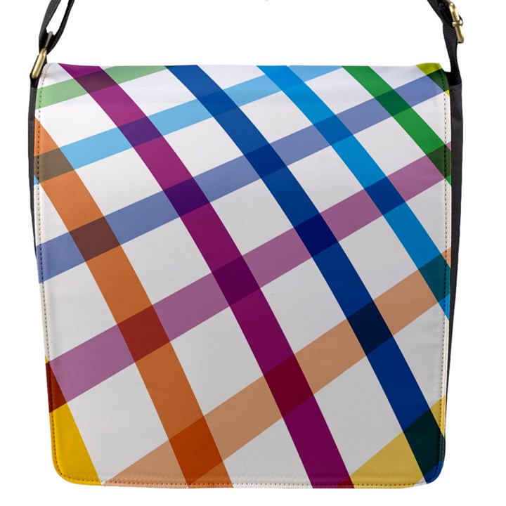 Webbing Line Color Rainbow Flap Messenger Bag (S)