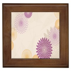 Star Sunflower Floral Grey Purple Orange Framed Tiles by Mariart