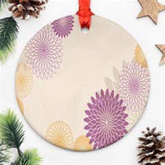 Star Sunflower Floral Grey Purple Orange Ornament (round)